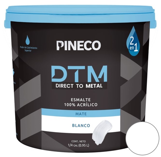[ESM-PIN-DTM01G] PINTURA ESMALTE ACRILICO DTM BRILLANTE 1 GL COLOR BLANCO REF- DTM01G MARCA PINECO