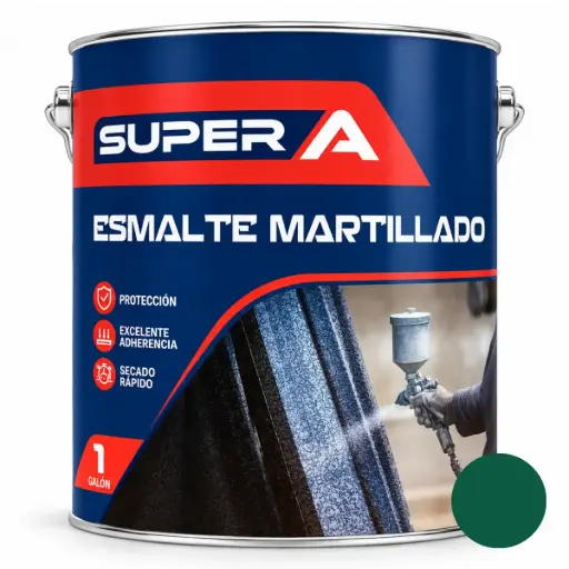 [ESM-SUP-01865] ESMALTE BRILLANTE COLOR VERDE DE 1 GL ACABADO MARTILLADO REF. 01865 MARCA SUPER A
