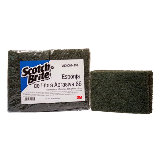 [ESP-3M-86] ESPONJA SCOTCH BRITE #86 PAD 9.6 CM X 14 CM (INFORMACION PAQUETE DE 8 PIEZAS) / 444165 MARCA 3M