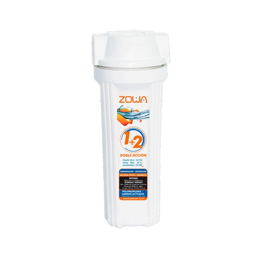 [FIL-ZOW-ZP-NEV-COMP-ULT] FILTRO BOTELLA 10" COMPACT DOBLE ACCIÓN NEVERA INCLUYE CARTUCHO+KIT INST. REF. ZP-NEW-COMP-ULT ZOWA ( PROMO )