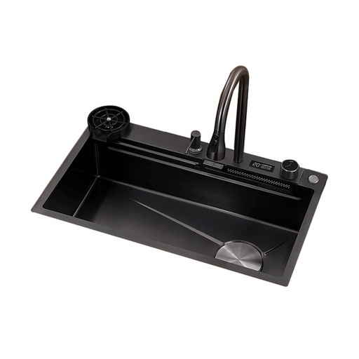 [FRE-BAR-FRE.01.15] FREGADERO DE 1 TINA ACERO INOX. SOBRE TOPE 75X46X22CM NEGRO DIAMANTE REF. FRE.01.15 MARCA BARI
