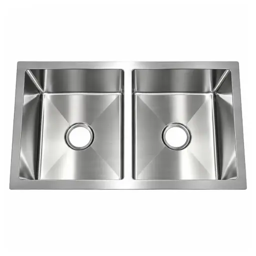 [FRE-BAR-FRE.02.02] FREGADERO DE 2 TINA ACERO INOX. BAJO TOPE 82 CM X 45 CM X 22 CM REF. FRE.02.02 MARCA BARI