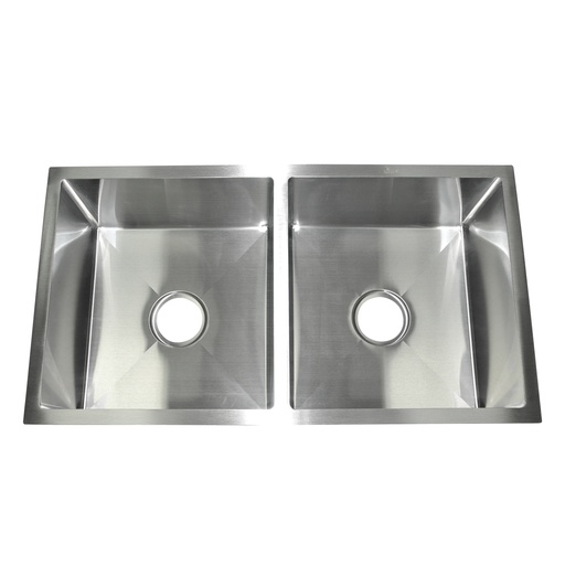[FRE-BAR-FRE.02.02] FREGADERO DE 2 TINA ACERO INOX. BAJO TOPE 82 CM X 45 CM X 22 CM REF. FRE.02.02 MARCA BARI