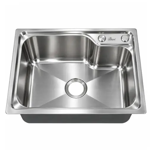 [FRE-BAR-FRE.03.01] FREGADERO DE 1 TINA ACERO INOX. SOBRE TOPE 62 CM X 45 CM X 22 CM REF. FRE.03.01 MARCA BARI