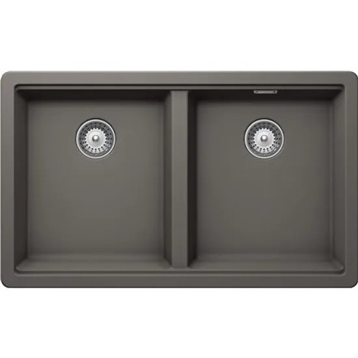 [FRE-SCH-02FDGREN200SLV] FREGADERO DE CUARZO MOD.GREENWICH N-200 SILVERSTONE 2 PONCHERAS 75 CM X 46 CM MARCA SCHOCK