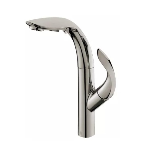 [GRI-BAR-GRI.02.15] GRIFERIA MONOMANDO ALTO PARA LAVAMANOS MODELO FOGLIA BRUSH NICKEL REF. GRI.02.15 MARCA BARI