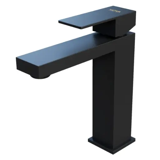[GRI-NOV-NVGRI9806] GRIFERIA MONOMANDO BAJO PARA LAVAMANO ACERO INOX SERIE KUBE GRI NOIR / NEGRO MATE REF NVGRI9806 NOVA