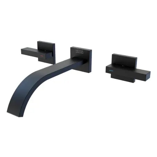 [GRI-NOV-NVGRI9857] GRIFERIA MONOMANDO EMPOTRADO ACERO INOX LAVABO 3 PZAS SERIE KUBEGRI NOIR / NEGRO REF. NVGRI9857 NOVA