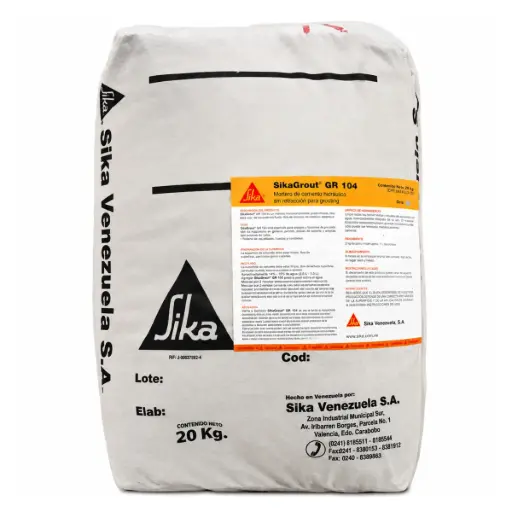 [GRO-SIK-122460] SIKA GROUT GR-104 MORTERO DE CEMENTO HIDRAULICO SIN RETRACCION SACO 20KG ESP.2-10CM REF.122460 SIKA
