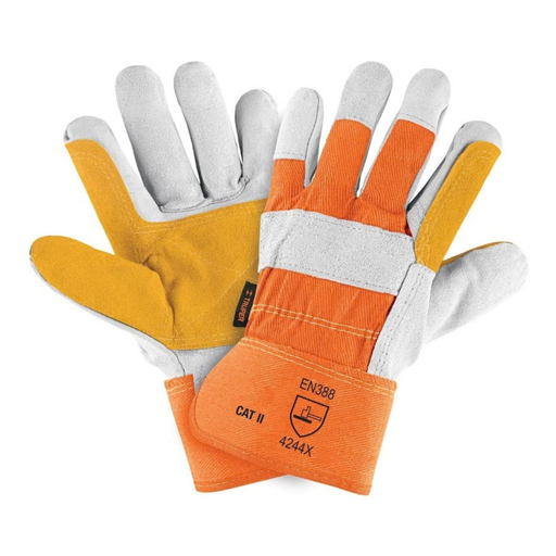 [GUA-TRU-14246] GUANTE DE CARNAZA Y LONA C/REFUERZO NARANJA TALLA UNITALLA MOD. GUTECA- REF.14246 MARCA TRUPER