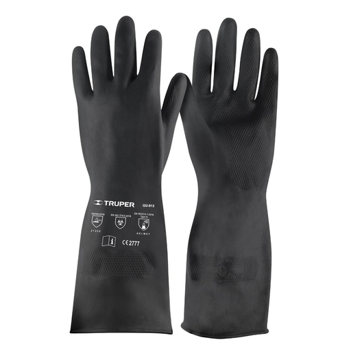 [GUA-TRU-14271] GUANTE DE NEOPRENO NEGRO 18" P/SOLVENTES Y QUIMICOS TALLA L MOD. GU-QUIM-GREF. 14271 MARCA TRUPER