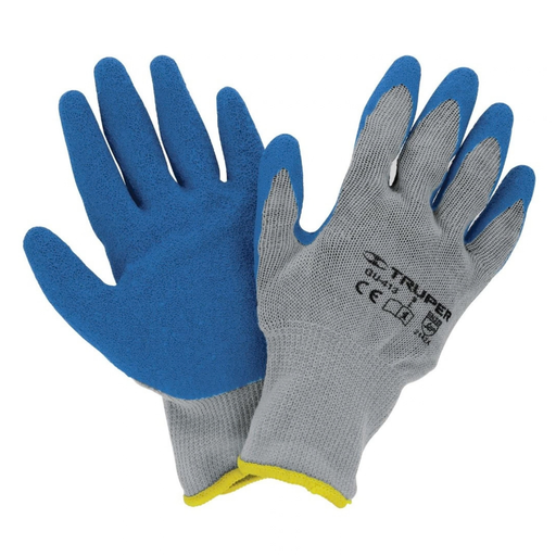 [GUA-TRU-15267] GUANTE DE POLIESTER CON LATEX RUGOSO COLOR GRIS/AZUL MOD.GU-JAR-G REF.15267 MARCA TRUPER
