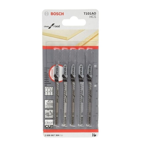 [HOJ-BOS-2608667304] JUEGO DE HOJA DE SIERRA CALADORA MADERA C/LIMP T101AO 1-1,5MM REF. 2608630031/ 876438/ 006798 BOSCH