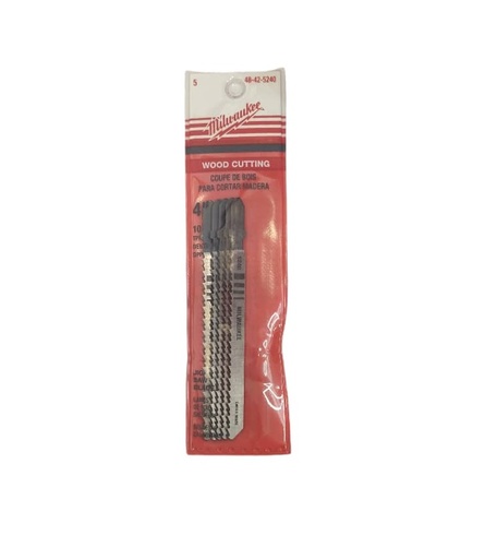 [HOJ-MIL-48-42-5240] HOJA DE SIERRA CALADORA 4" 10TPI P/ MADERA 5 PZAS REF.MET-48-42-5240 MARCA MILWAUKEE