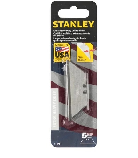 [HOJ-STA-11931] HOJA DE CUCHILLA PARA EXACTO REPUESTO 5 PZAS TRAB/PESADO 2X7/16" REF. 11931 HOJ-711 MARCA STANLEY