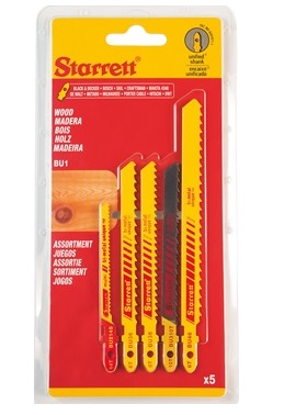 [HOJ-STA-BU1] JUEGO DE HOJAS PARA SIERRA CALADORA 5 PZAS P/ MADERA BLISTER REF. BU1 MARCA STARRETT