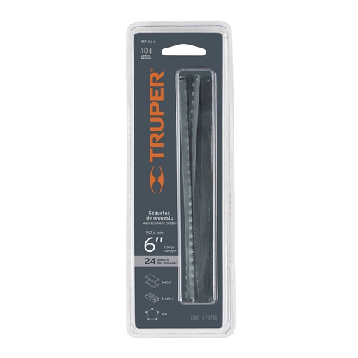 [HOJ-TRU-10220] REPUESTO DE HOJA DE SEGUETA 24D X 6" ( 5 UND ) MOD. REP-AJ-6 REF. 10220 MARCA TRUPER