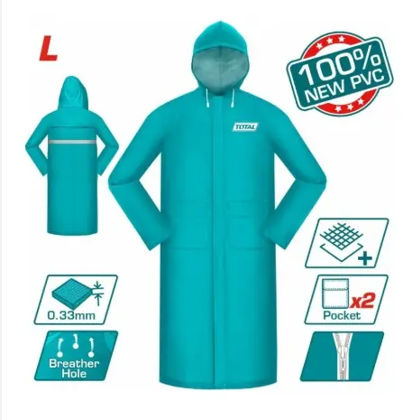 [IMP-TOT-THTRC031.L] IMPERMEABLE TIPO PONCHO EN PVC + POLIESTER 100% PVC 120 CM TALLA L REF. THTRC031-L MARCA TOTAL TOOLS