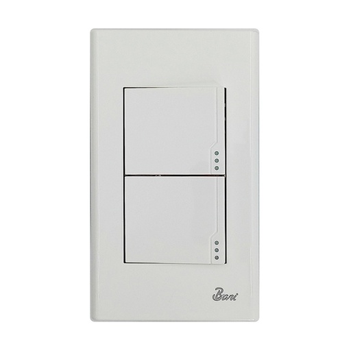 [INT-BAR-INT.01.02] INTERRUPTOR DOBLE SERIE SEMPLICE COLOR BLANCO REF. INT-01.02 MARCA BARI