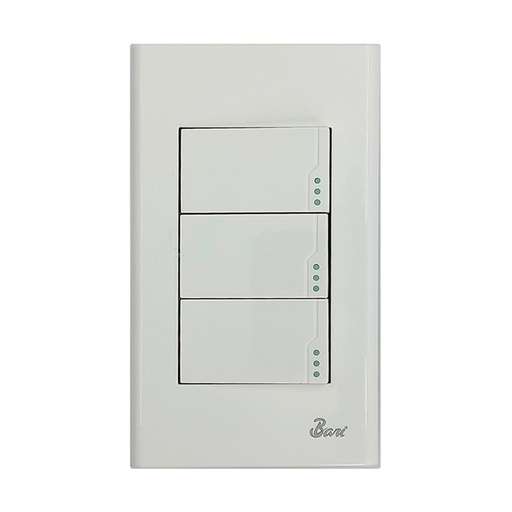 [INT-BAR-INT.01.03] INTERRUPTOR TRIPLE SERIE SEMPLICE COLOR BLANCO REF. INT-01.03 MARCA BARI