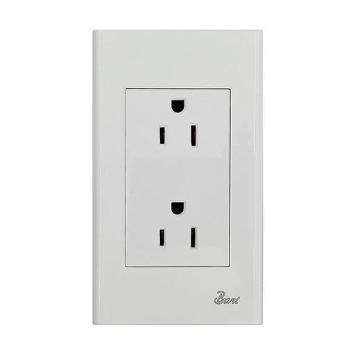 [INT-BAR-INT.01.07] TOMA CORRIENTE DOBLE CON TIERRA SERIE SEMPLICE COLOR BLANCO REF. INT-01.07 MARCA BARI