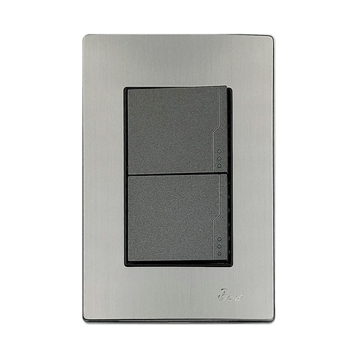 [INT-BAR-INT.02.02] INTERRUPTOR DOBLE SERIE INOX COLOR ACERO INOXIDABLE REF. INT-02.02 MARCA BARI