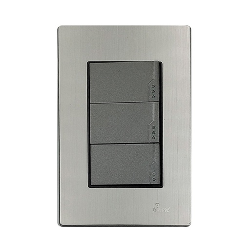 [INT-BAR-INT.02.03] INTERRUPTOR TRIPLE SERIE INOX COLOR ACERO INOXIDABLE REF. INT-02.03 MARCA BARI