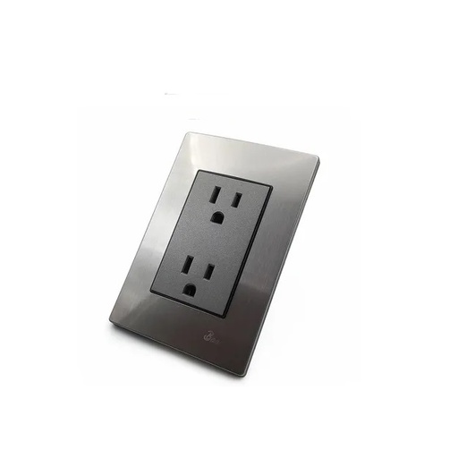 [INT-BAR-INT.02.07] TOMA CORRIENTE DOBLE CON TIERRA SERIE INOX COLOR ACERO INOXIDABLE REF. INT-02.07 MARCA BARI