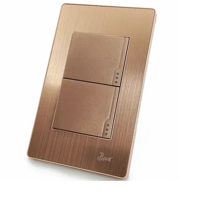 [INT-BAR-INT.03.02] INTERRUPTOR DOBLE SERIE OTTONE COLOR BRUSH GOLD REF. INT-03.02 MARCA BARI