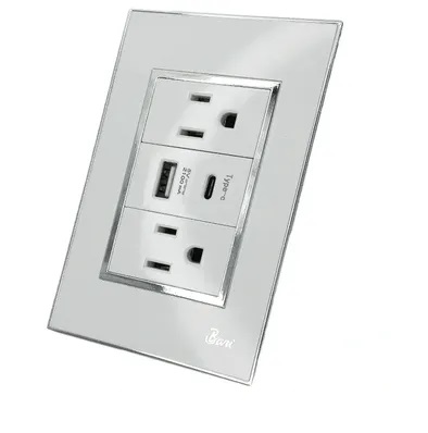 [INT-BAR-INT.04.11] TOMA CORRIENTE DOBLE USB SERIE BIANCO COLOR BLANCO C/ CROMADO REF. INT-04.11 MARCA BARI
