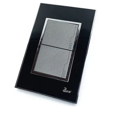 [INT-BAR-INT.05.02] INTERRUPTOR DOBLE SERIE NERO COLOR NEGRO C/CROMADO REF. INT.05.02 MARCA BARI