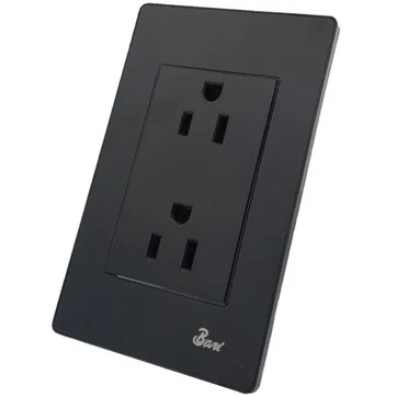 [INT-BAR-INT.07.07] TOMA CORRIENTE DOBLE CON TIERRA SERIE BUIO COLOR NEGRO REF. INT-07.07 MARCA BARI