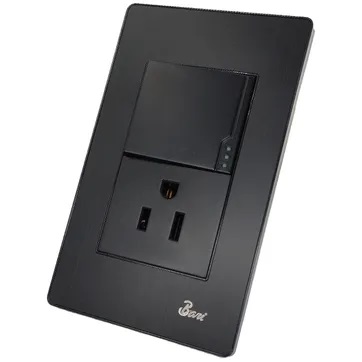 [INT-BAR-INT.07.08] INTERRUPTOR + TOMACORRIENTE CON TIERRA SERIE BUIO COLOR NEGRO REF. INT-07.08 MARCA BARI