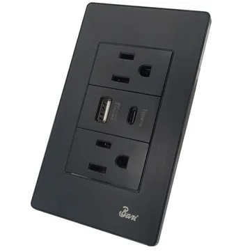 [INT-BAR-INT.07.11] TOMACORRIENTE DOBLE USB SERIE BUIO COLOR NEGRO REF. INT-07.11 MARCA BARI