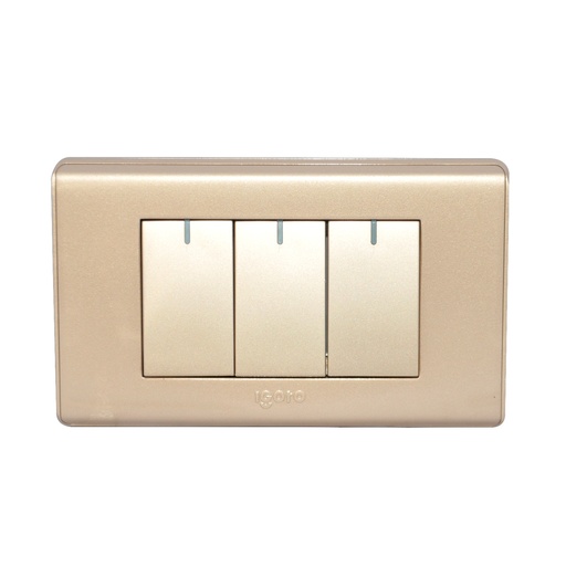 [INT-IGO-A2032-G] INTERRUPTOR TRIPLE COLOR DORADO REF. A2032-G MARCA IGOTO