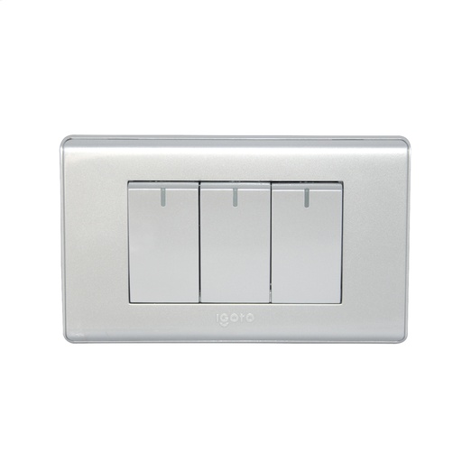 [INT-IGO-A2032-S] INTERRUPTOR TRIPLE COLOR PLATEADO REF. A2032-S MARCA IGOTO