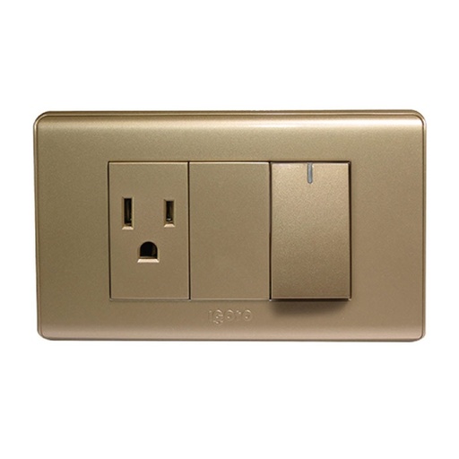 [INT-IGO-A2036-G] INTERRUPTOR C/TOMACORRIENTE COLOR DORADO REF. A2036-G MARCA IGOTO