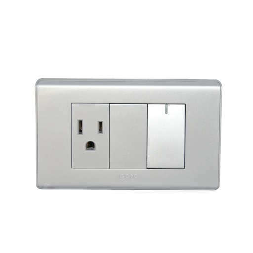 [INT-IGO-A2036-S] INTERRUPTOR C/TOMACORRIENTE COLOR PLATA REF. A2036-S MARCA IGOTO