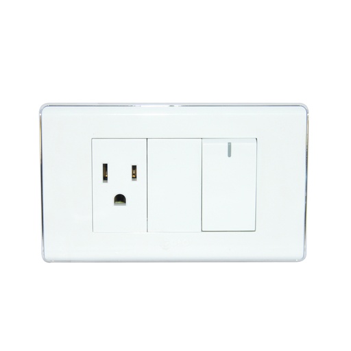 [INT-IGO-A6036] INTERRUPTOR C/TOMACORRIENTE COLOR BLANCO/METAL REF. A6036 MARCA IGOTO