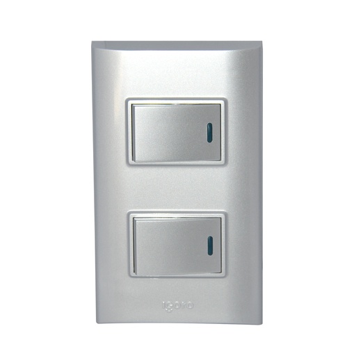 [INT-IGO-B514-S] INTERRUPTOR DOBLE LARGO COLOR PLATEADO REF. B514-S MARCA IGOTO