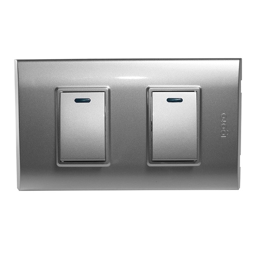 [INT-IGO-B514S-S] INTERRUPTOR DOBLE COLOR PLATEADO REF. B514S-S MARCA IGOTO