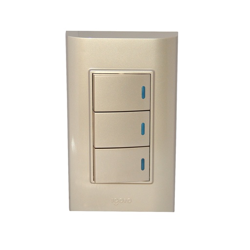 [INT-IGO-B516-G] INTERRUPTOR TRIPLE COLOR DORADO REF. B516-G MARCA IGOTO