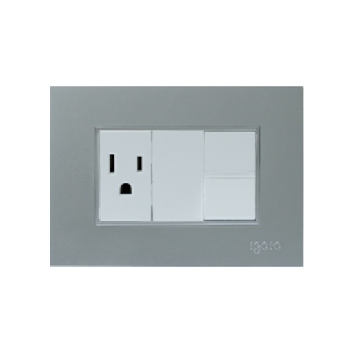 [INT-IGO-Z316-S] INTERRUPTOR C/TOMACORRIENTE COLOR PLATEADO REF. Z316-S MARCA IGOTO