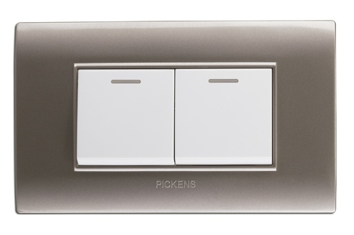 [INT-PIC-118K02PLBL.3W] INTERRUPTOR / CONMUTADOR DOBLE "3WAY" COLOR PLATA / BLANCO REF. 118K-02.3W-PLBL MARCA PICKENS