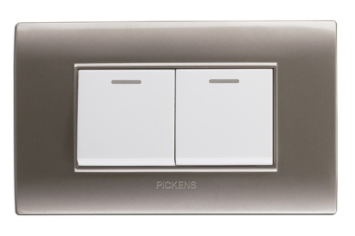 [INT-PIC-118K02PLBL] INTERRUPTOR DOBLE COLOR PLATA / BLANCO REF. 118K-02-PLBL MARCA PICKENS