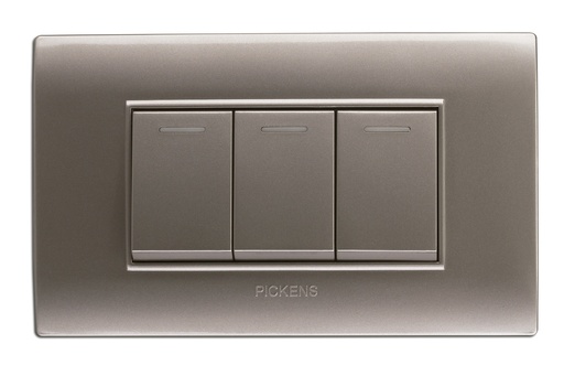 [INT-PIC-PL118K03] INTERRUPTOR TRIPLE COLOR PLATA REF. PL-118K-03 MARCA PICKENS