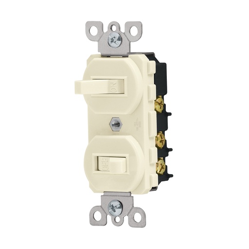 [INT-VOL-46002] INTERRUPTOR DOBLE VERTICAL PARA EMPOTRAR 15 A 120 V MOD. COAP-S COLOR BEIGE REF. 46002 MARCA VOLTECK