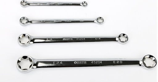 [JGO-SAT-09012] JUEGO DE LLAVE COMBINADA CROM. FIJA TORX 4 PIEZA E6xE8 - E10xE12 - E14xE18 - E20xE24 REF.09012 SATA
