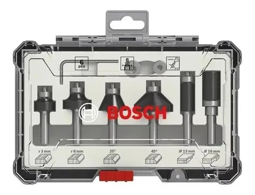 [JUE-BOS-2607017470] JUEGO DE FRESAS ACABADO 1/4" PARA ROUTER / TROMPO 6 PZAS REF. 2607017470 COD. 958011 REF. 880730 MARCA BOSCH