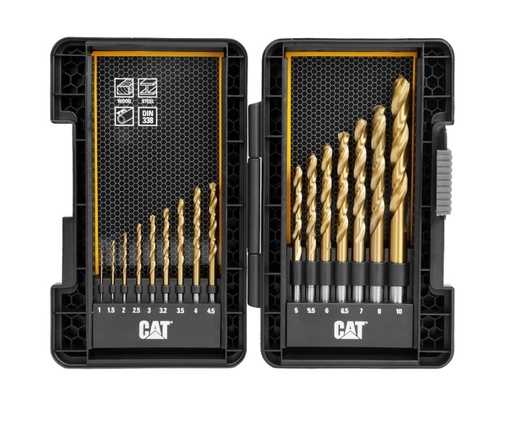 [JUE-CAT-DA02901] JUEGO DE BROCA PARA METAL TITANIO HSS DIN 338 1 MM- 10 MM 16 PIEZAS REF. DA02901 MARCA CAT
